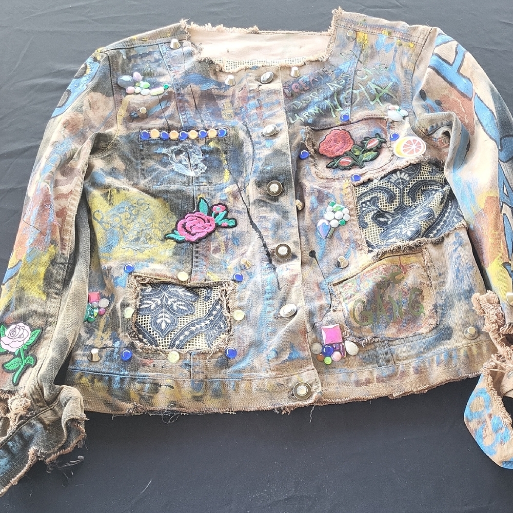 Embellished Multicolor Denim Jacket